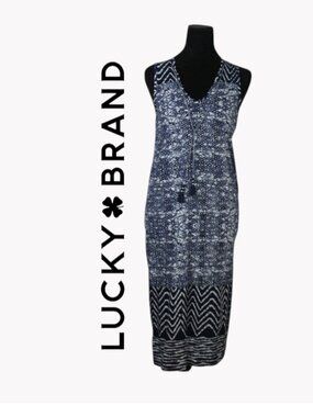 Lucky Brand Navy & White Sleeveless Maxi Dress Size Small